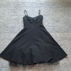 La Belle Black Dress with Lace Trim